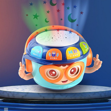 Interaktywny bębenek muzyczny dj do raczkowania małpka obrotowy dla dzieci światło śmiech dziecka